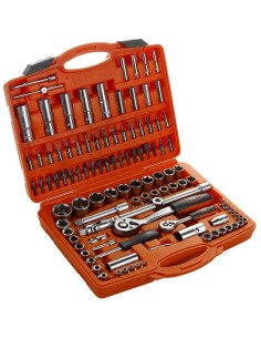 JGO. LLAVES VASO ALYCO ORANGE 1/2"+1/4"+PUNT. 110p. (72 DIENTES)