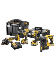KIT 18V. DEWALT DCK422P3T TALADRO + MARTILLO + AMOLADORA + IMPACTO + TSTAK II + TSTAK VI