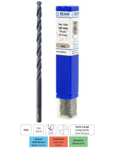 BROCA HIERRO HSS LARGA D340N (1030/11609)  2,00x 56x 85mm.