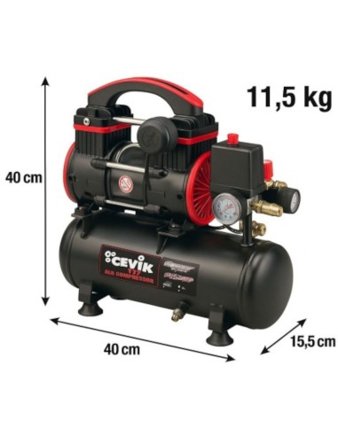 COMPRESOR AIRE SILENCIOSO CA-PRO6XS SILENT 6,0l. (1,0cv./8bar./156l./m./230v.)